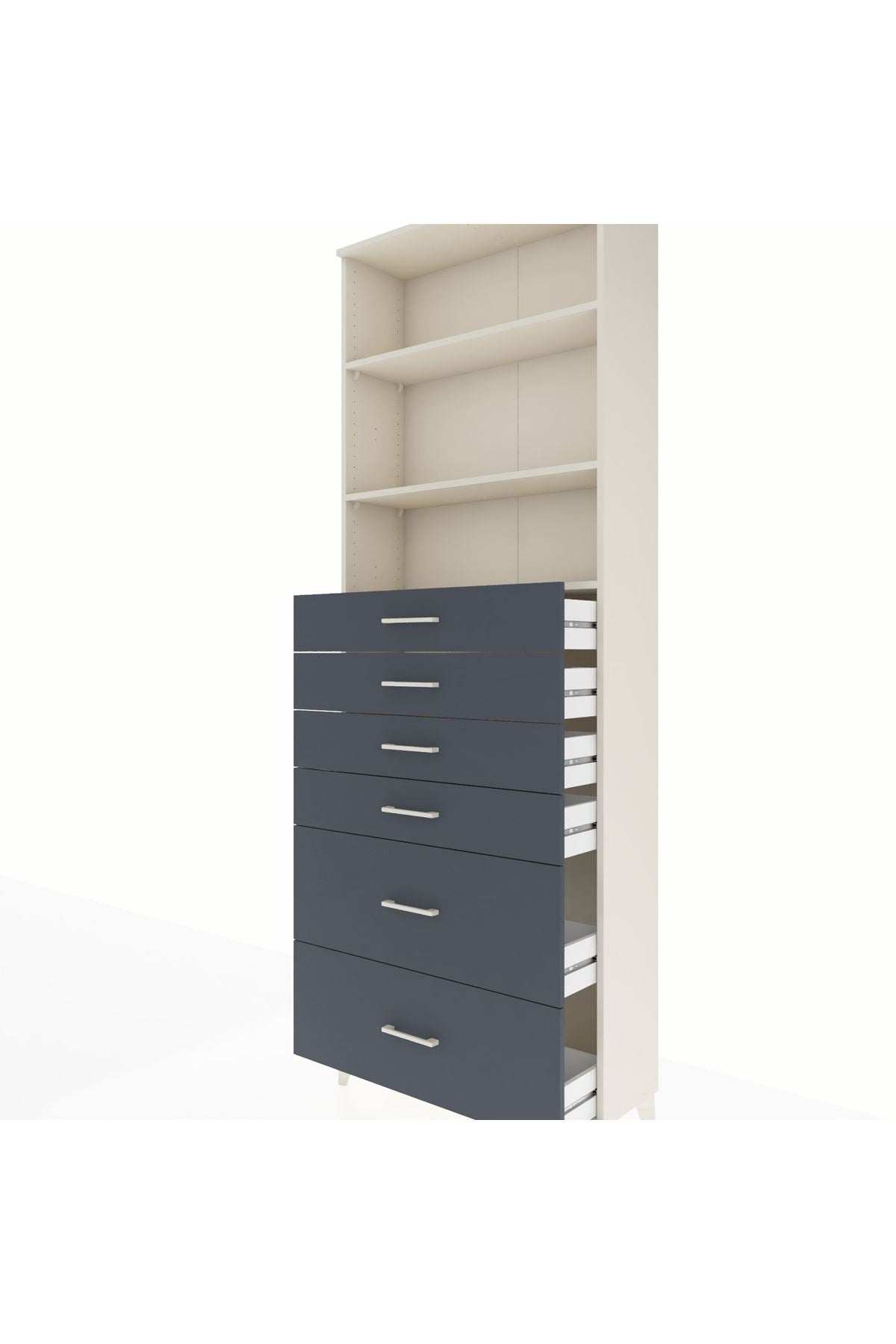 Arges Dolap 3 Raflı 6 Çekmeceli 88x30x243 - S33M144V2A