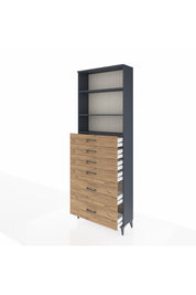 Arges Dolap 3 Raflı 6 Çekmeceli 88x30x243 - S33M144V6A