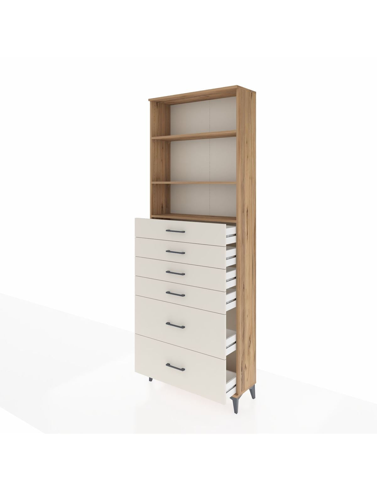 Arges Dolap 3 Raflı 6 Çekmeceli 88x30x243 - S33M144V7A
