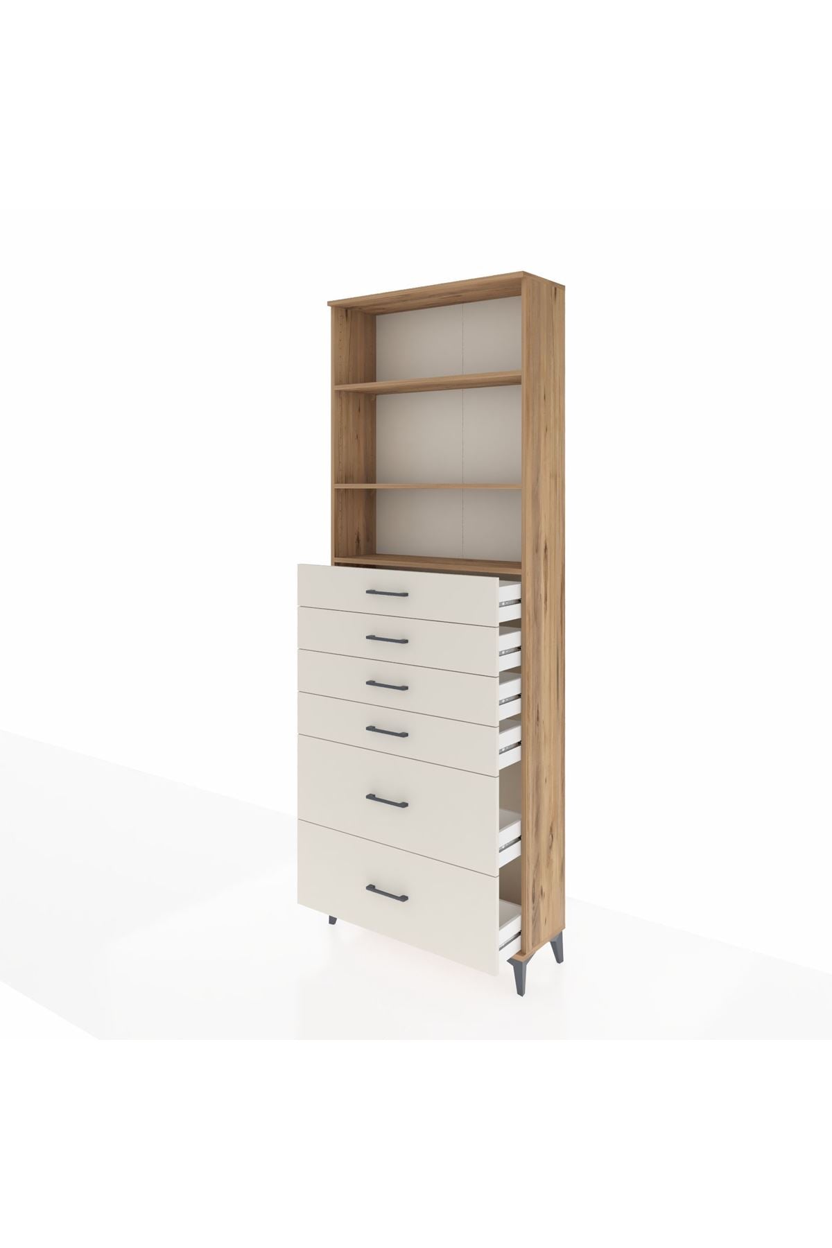 Arges Dolap 3 Raflı 6 Çekmeceli 88x30x243 - S33M144V7A