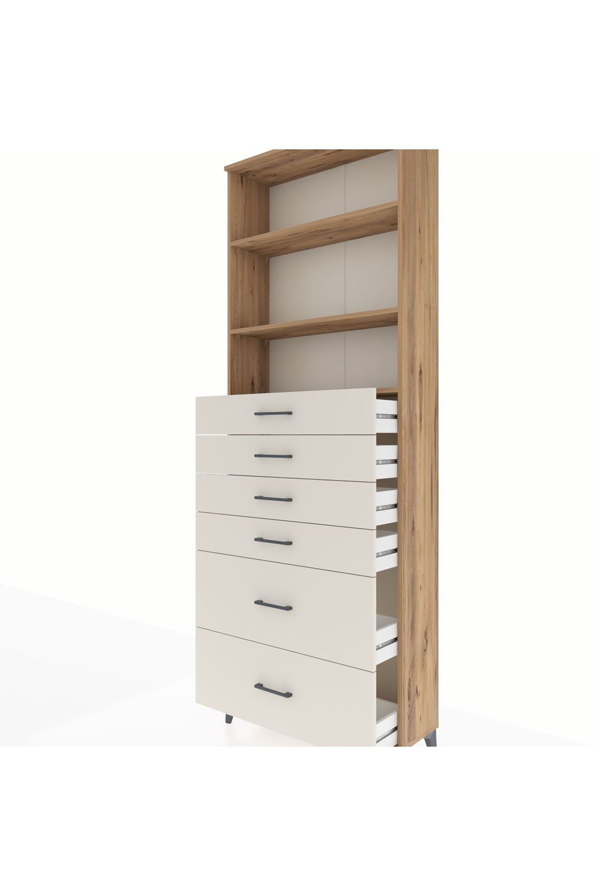 Arges Dolap 3 Raflı 6 Çekmeceli 88x30x243 - S33M144V7A