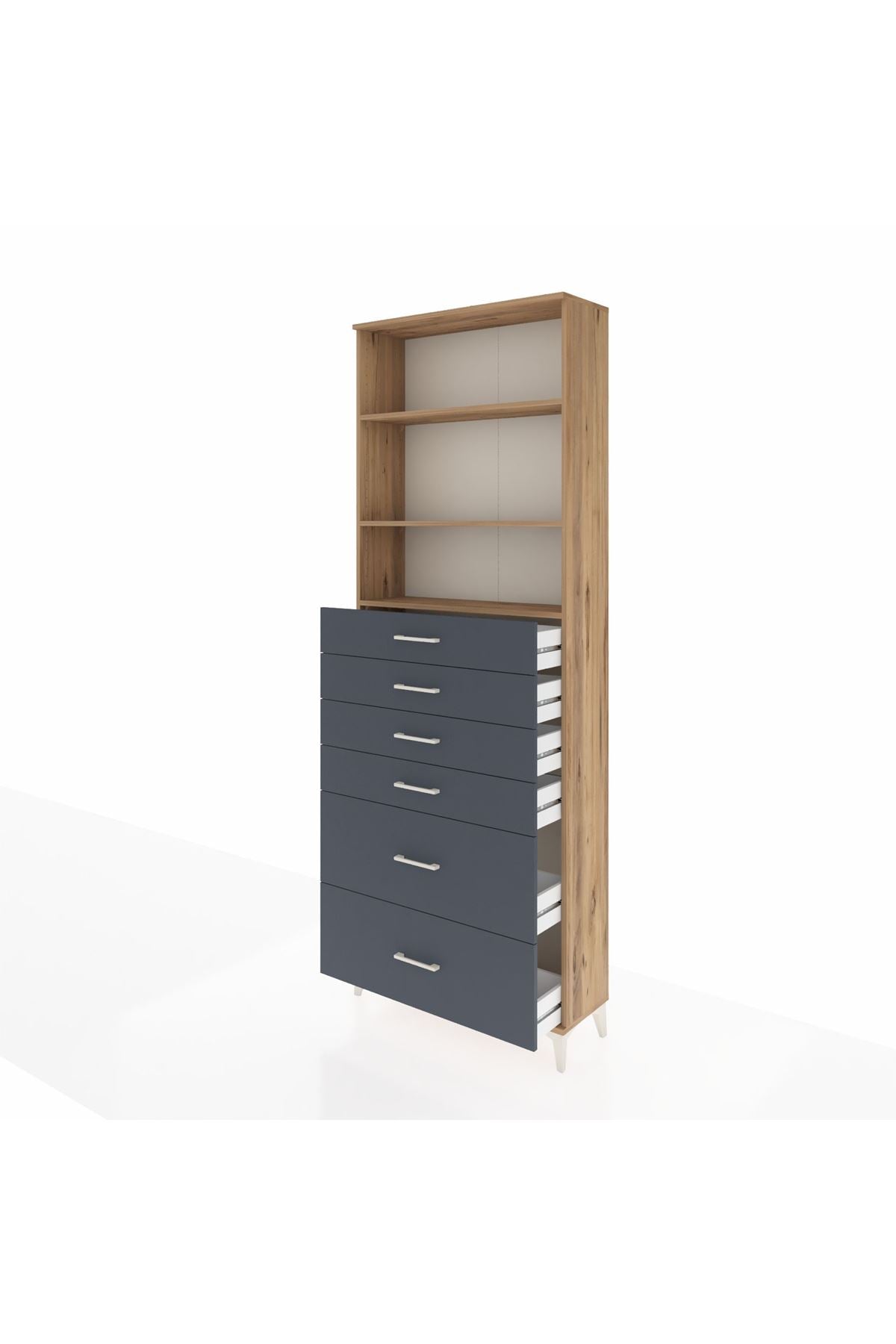 Arges Dolap 3 Raflı 6 Çekmeceli 88x30x243 - S33M144V8A