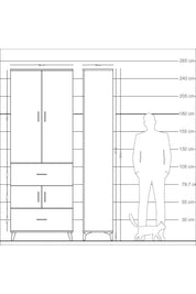 Arges Dolap 5 Raflı 2 Çekmeceli 4 Kapaklı 88x30x243 - S33M145V4A