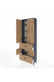 Arges Dolap 5 Raflı 2 Çekmeceli 4 Kapaklı 88x30x243 - S33M145V6A
