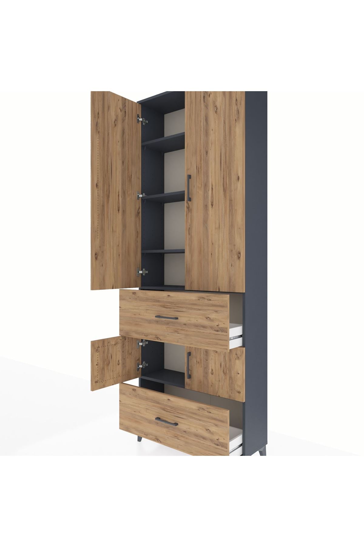 Arges Dolap 5 Raflı 2 Çekmeceli 4 Kapaklı 88x30x243 - S33M145V6A