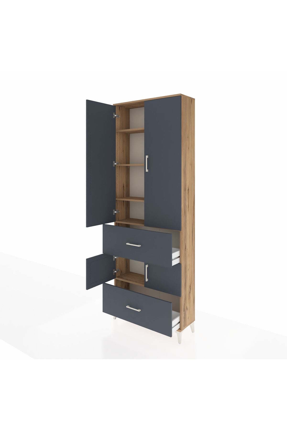 Arges Dolap 5 Raflı 2 Çekmeceli 4 Kapaklı 88x30x243 - S33M145V8A