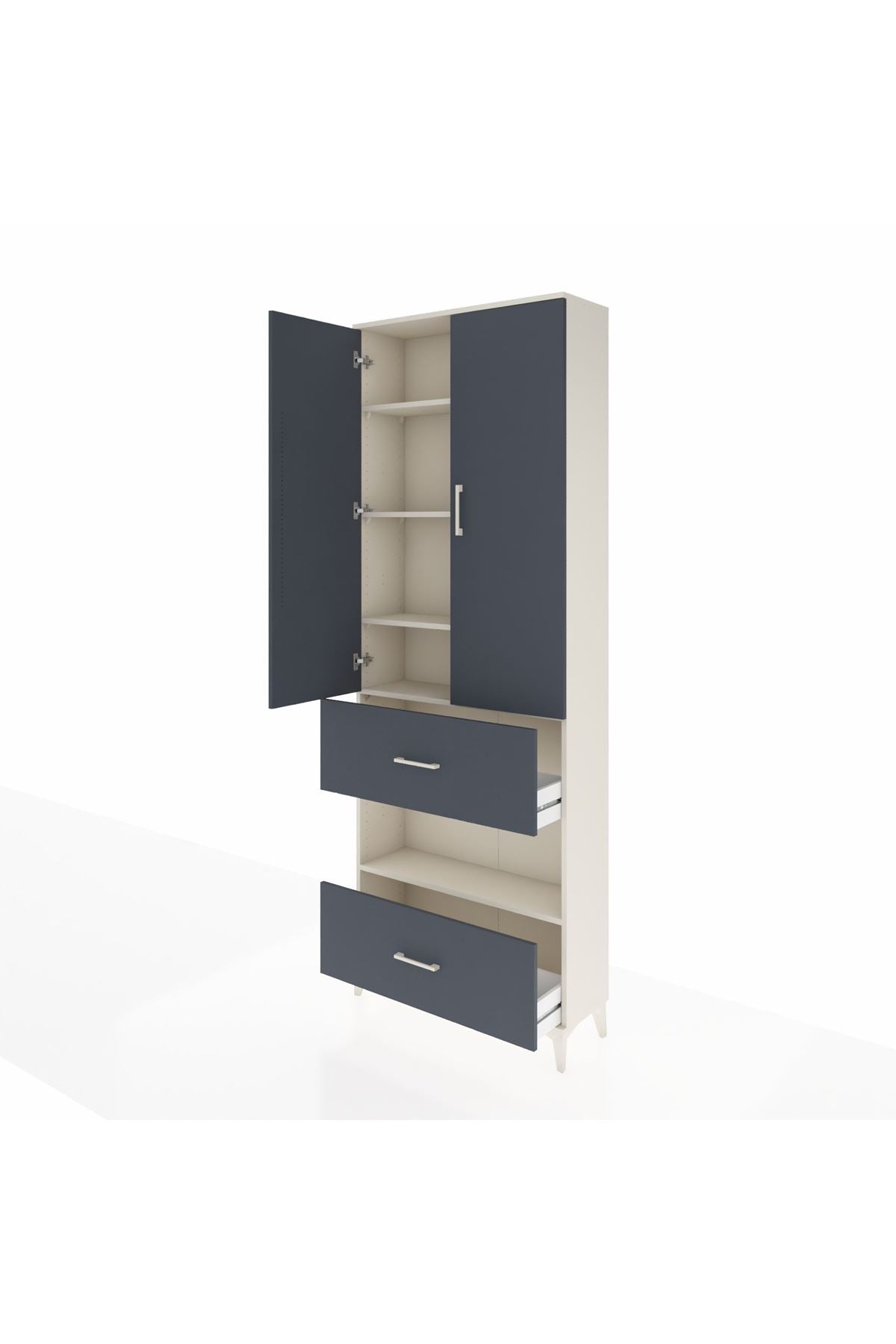 Arges Dolap 5 Raflı 2 Çekmeceli 2 Kapaklı 88x30x243 - S33M147V2A