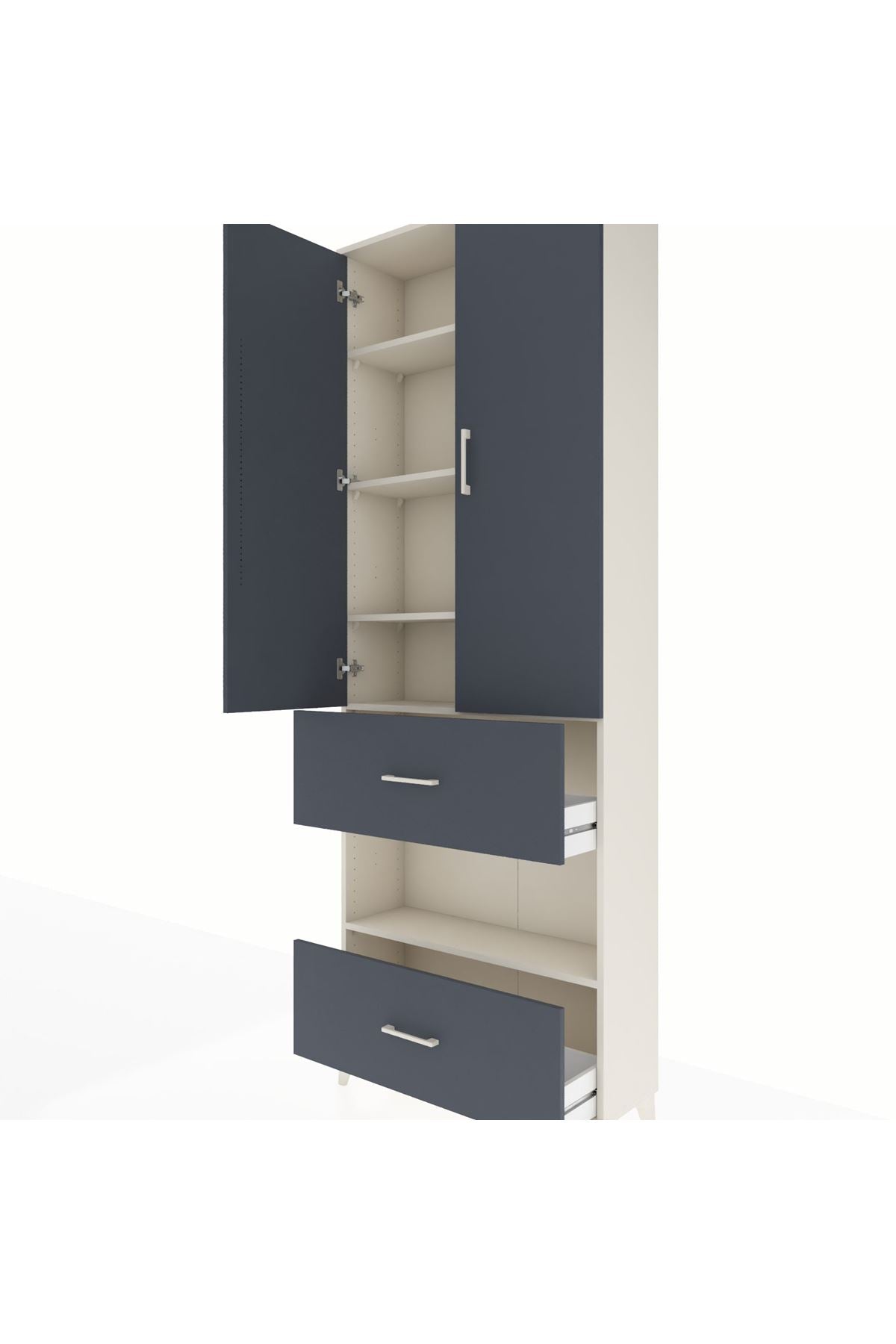 Arges Dolap 5 Raflı 2 Çekmeceli 2 Kapaklı 88x30x243 - S33M147V2A