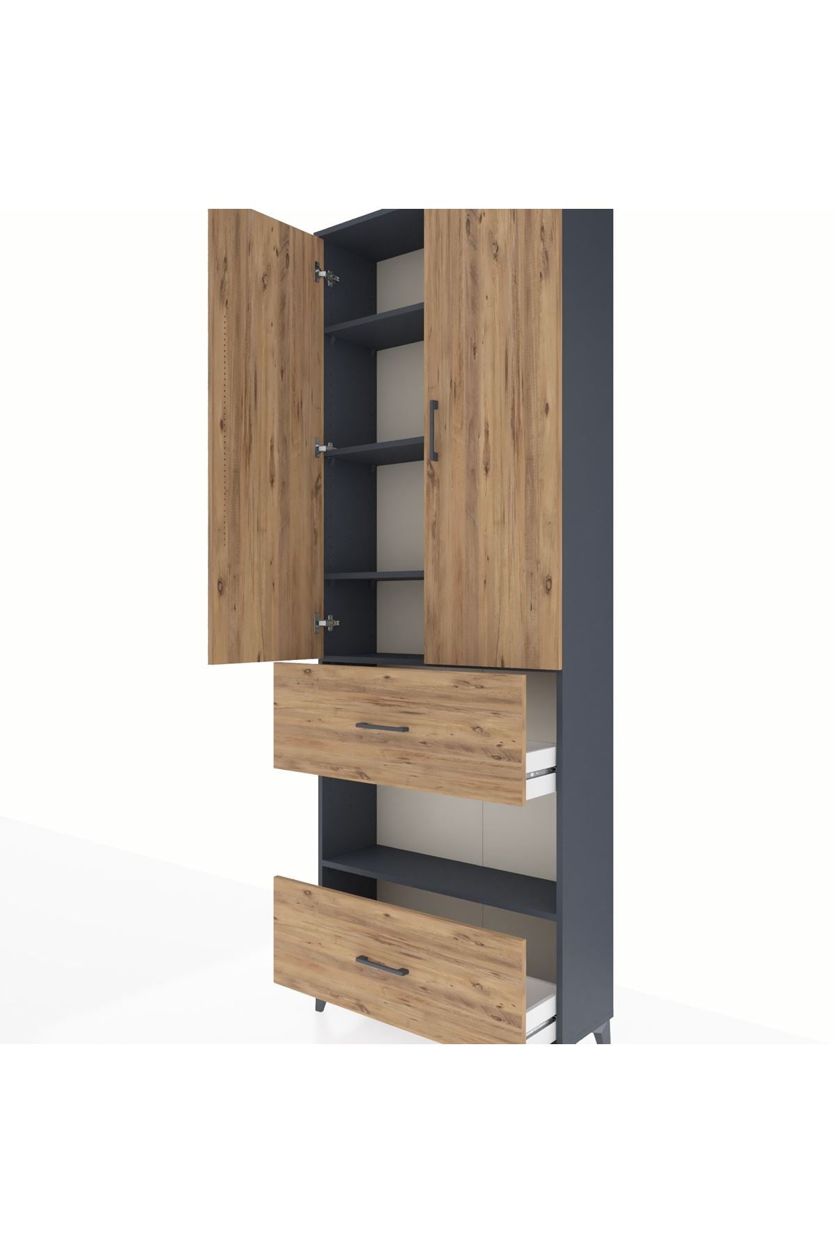 Arges Dolap 5 Raflı 2 Çekmeceli 2 Kapaklı 88x30x243 - S33M147V6A