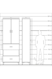 Arges Dolap 5 Raflı 2 Çekmeceli 2 Kapaklı 88x30x243 - S33M147V6A