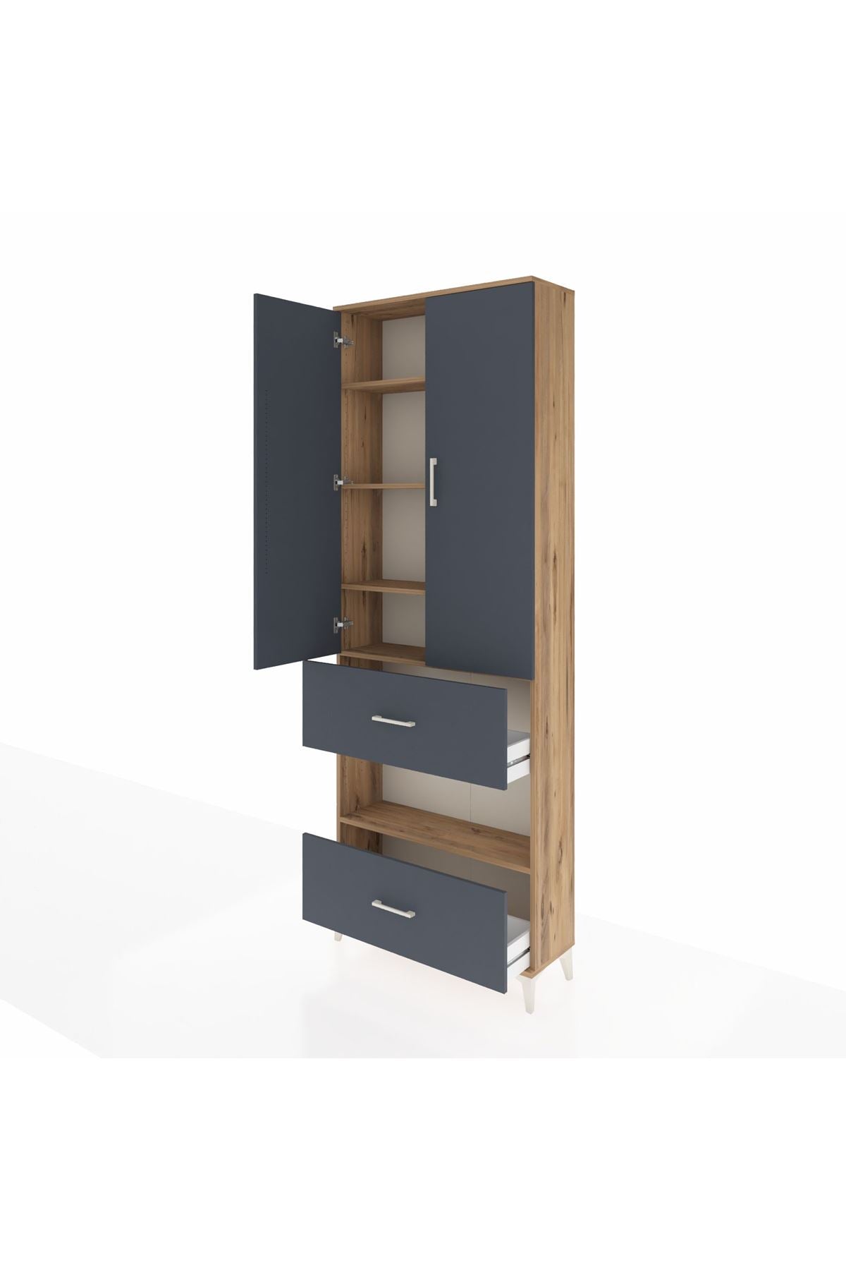 Arges Dolap 5 Raflı 2 Çekmeceli 2 Kapaklı 88x30x243 - S33M147V8A