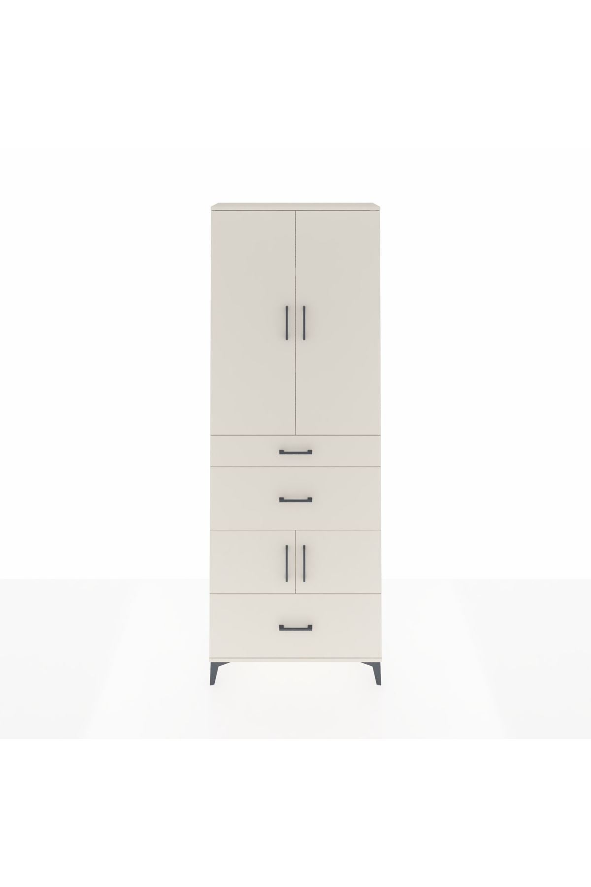 Arges Dolap 4 Raflı 3 Çekmeceli 4 Kapaklı 88x30x243 - S33M149V1A