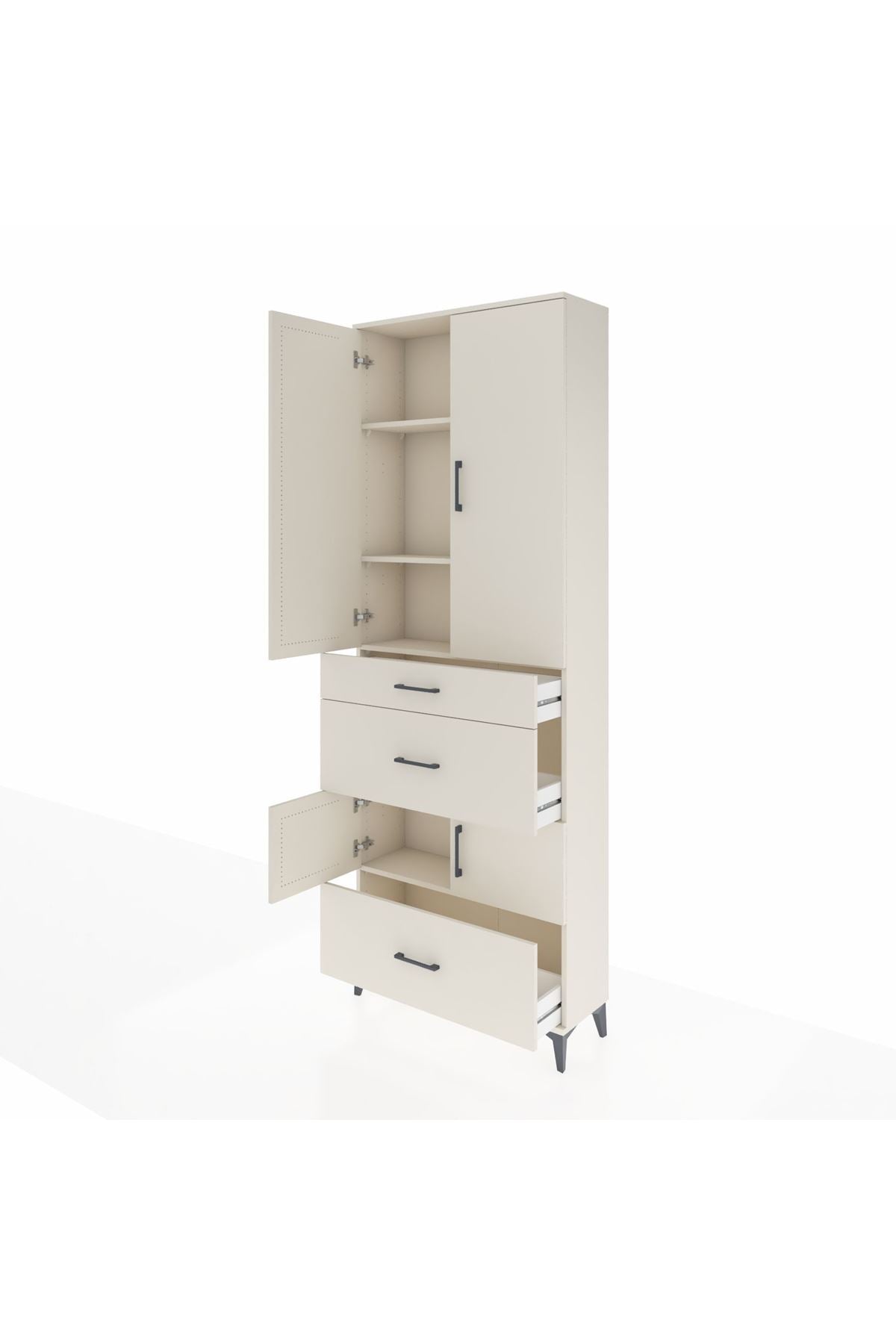 Arges Dolap 4 Raflı 3 Çekmeceli 4 Kapaklı 88x30x243 - S33M149V1A