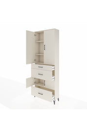 Arges Dolap 4 Raflı 3 Çekmeceli 4 Kapaklı 88x30x243 - S33M149V1A