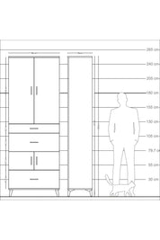 Arges Dolap 4 Raflı 3 Çekmeceli 4 Kapaklı 88x30x243 - S33M149V1A