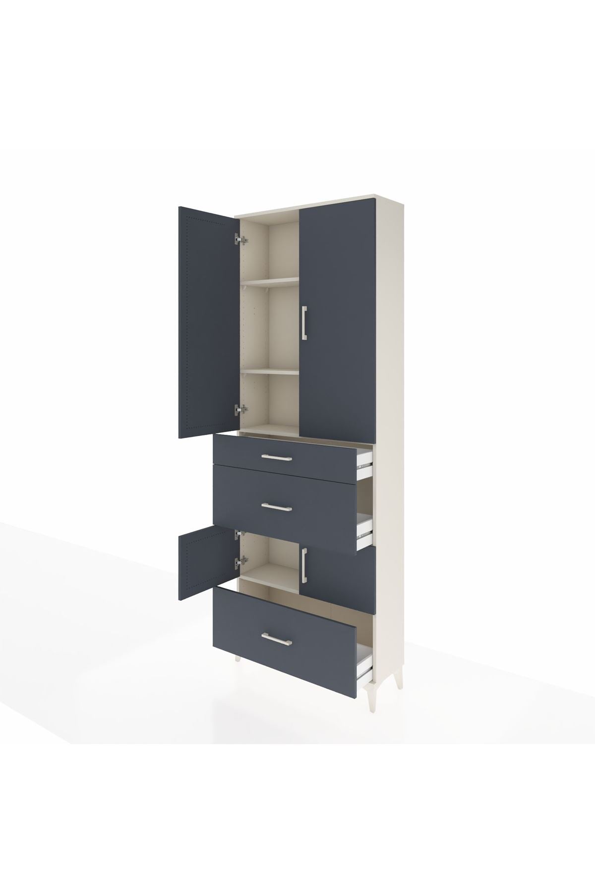 Arges Dolap 4 Raflı 3 Çekmeceli 4 Kapaklı 88x30x243 - S33M149V2A