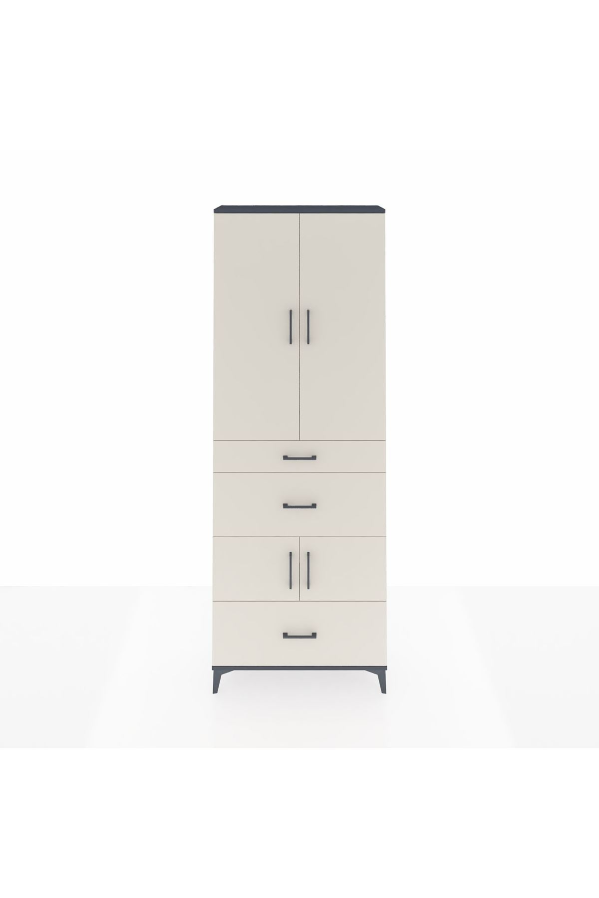 Arges Dolap 4 Raflı 3 Çekmeceli 4 Kapaklı 88x30x243 - S33M149V4A