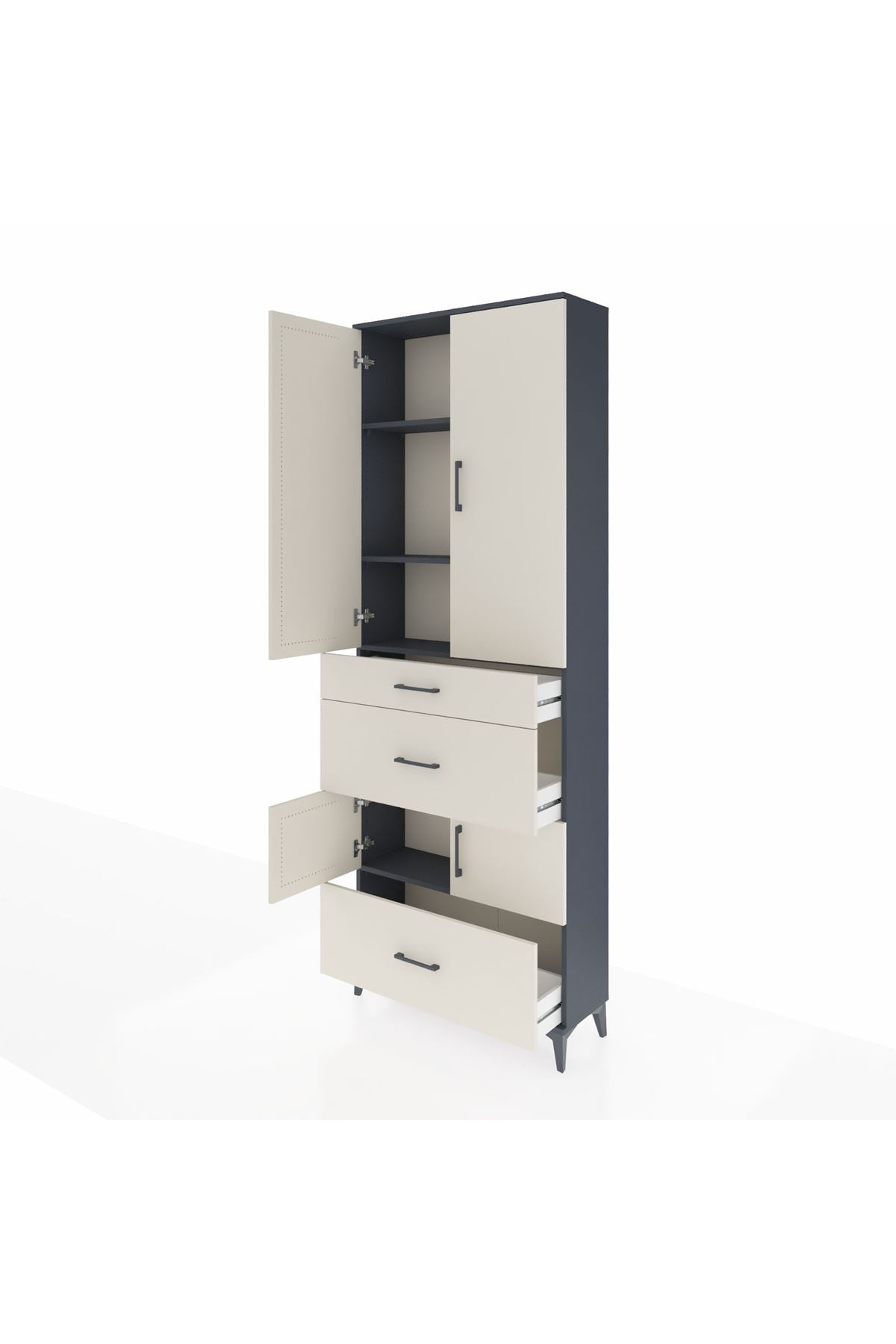 Arges Dolap 4 Raflı 3 Çekmeceli 4 Kapaklı 88x30x243 - S33M149V4A