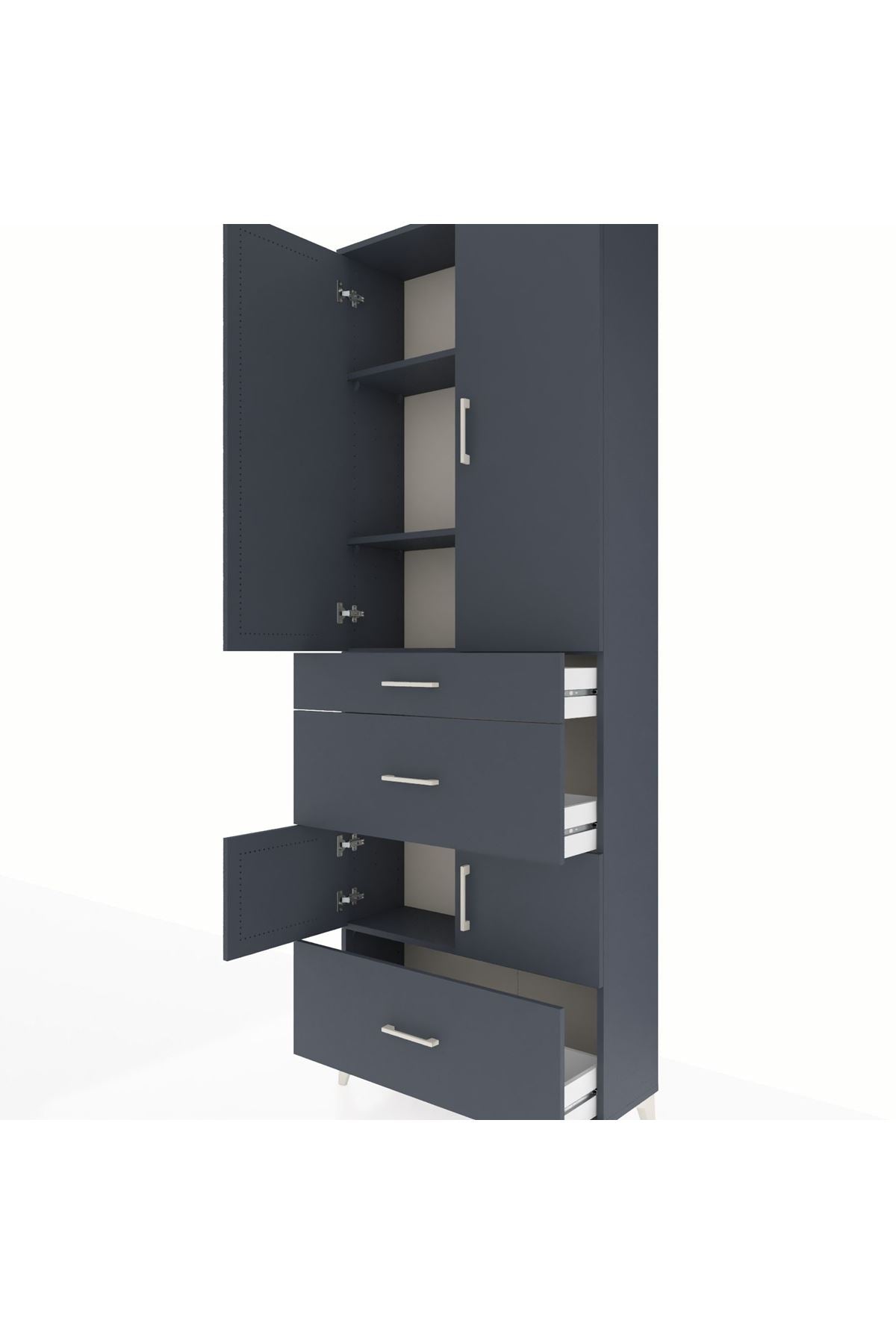 Arges Dolap 4 Raflı 3 Çekmeceli 4 Kapaklı 88x30x243 - S33M149V5A