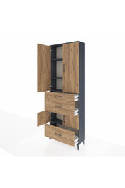 Arges Dolap 4 Raflı 3 Çekmeceli 4 Kapaklı 88x30x243 - S33M149V6A