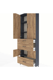 Arges Dolap 4 Raflı 3 Çekmeceli 4 Kapaklı 88x30x243 - S33M149V6A
