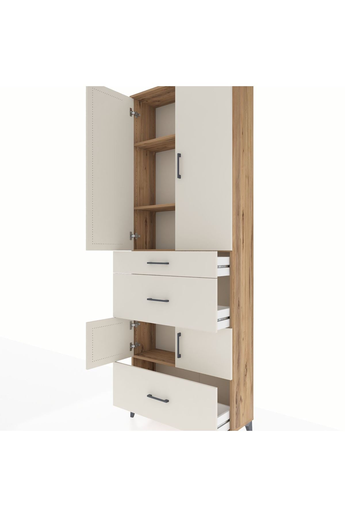 Arges Dolap 4 Raflı 3 Çekmeceli 4 Kapaklı 88x30x243 - S33M149V7A