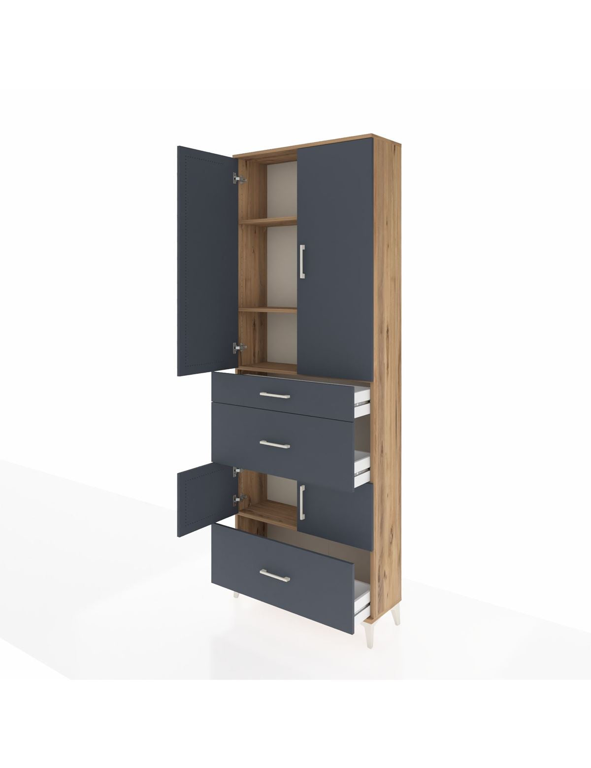 Arges Dolap 4 Raflı 3 Çekmeceli 4 Kapaklı 88x30x243 - S33M149V8A