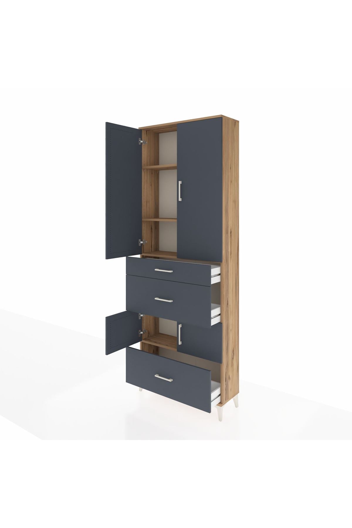 Arges Dolap 4 Raflı 3 Çekmeceli 4 Kapaklı 88x30x243 - S33M149V8A