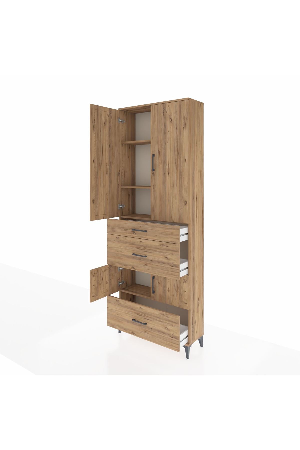 Arges Dolap 4 Raflı 3 Çekmeceli 4 Kapaklı 88x30x243 - S33M149V9A