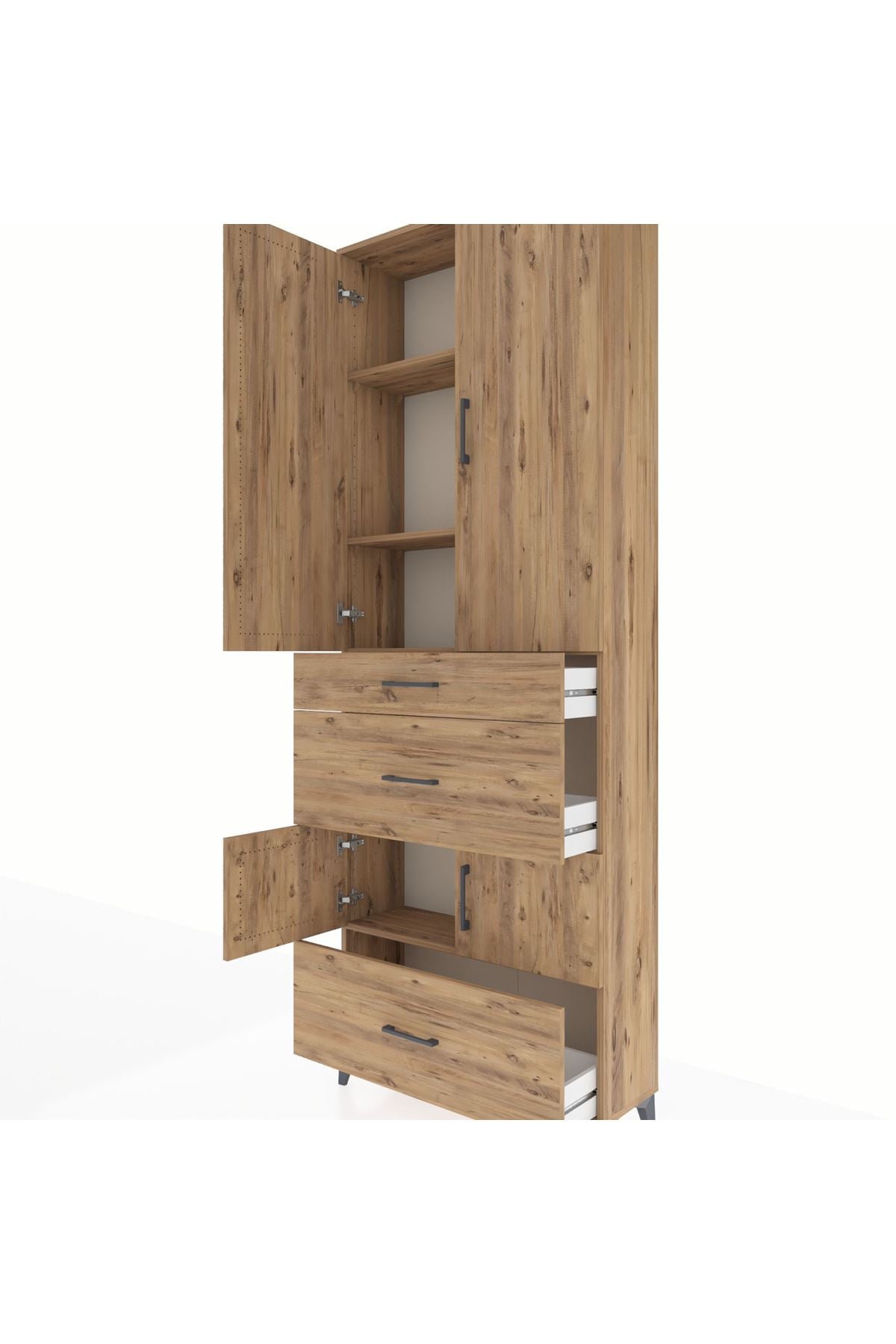 Arges Dolap 4 Raflı 3 Çekmeceli 4 Kapaklı 88x30x243 - S33M149V9A