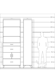 Arges Dolap 4 Raflı 3 Çekmeceli 2 Kapaklı 88x30x243 - S33M150V6A