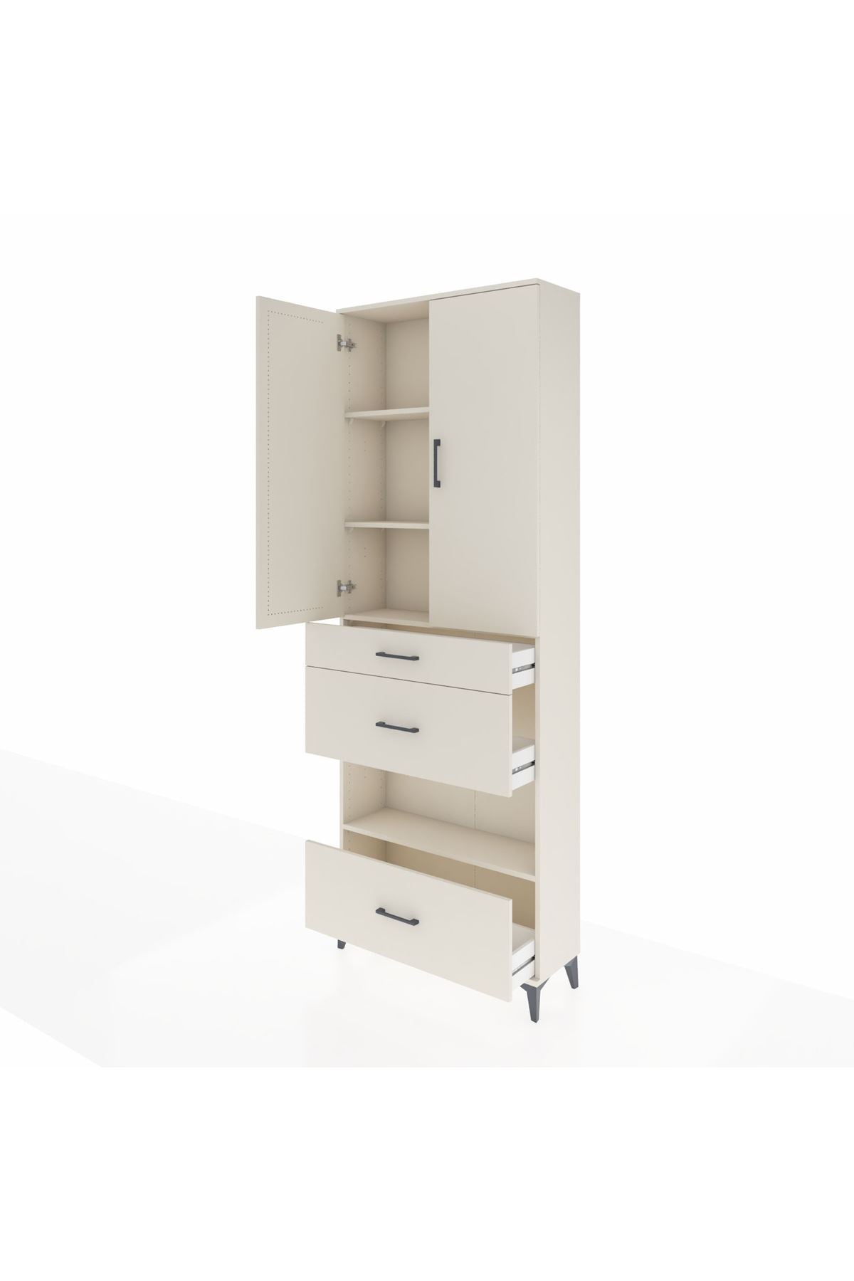 Arges Dolap 4 Raflı 3 Çekmeceli 2 Kapaklı 88x30x243 - S33M151V1A