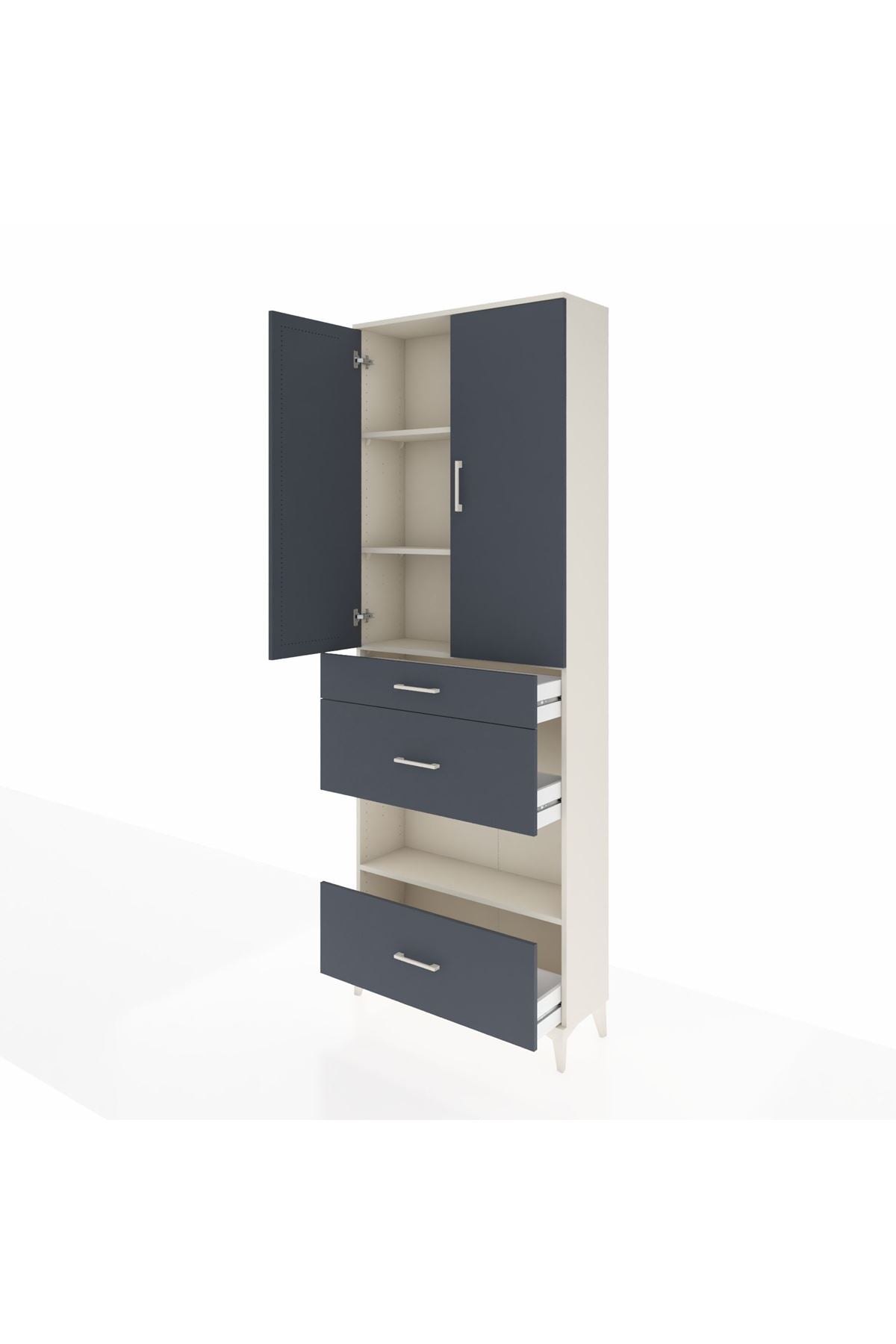 Arges Dolap 4 Raflı 3 Çekmeceli 2 Kapaklı 88x30x243 - S33M151V2A
