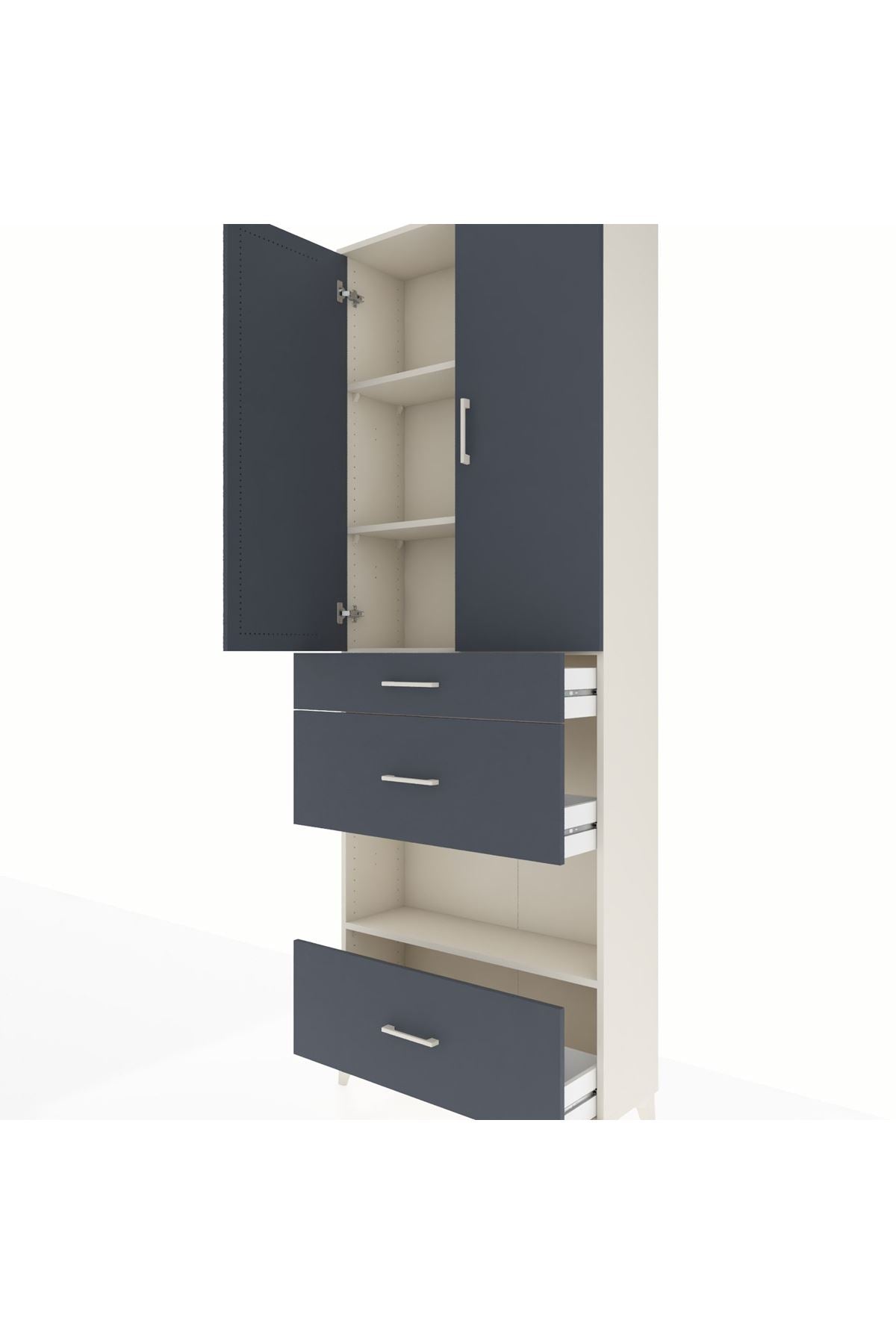 Arges Dolap 4 Raflı 3 Çekmeceli 2 Kapaklı 88x30x243 - S33M151V2A