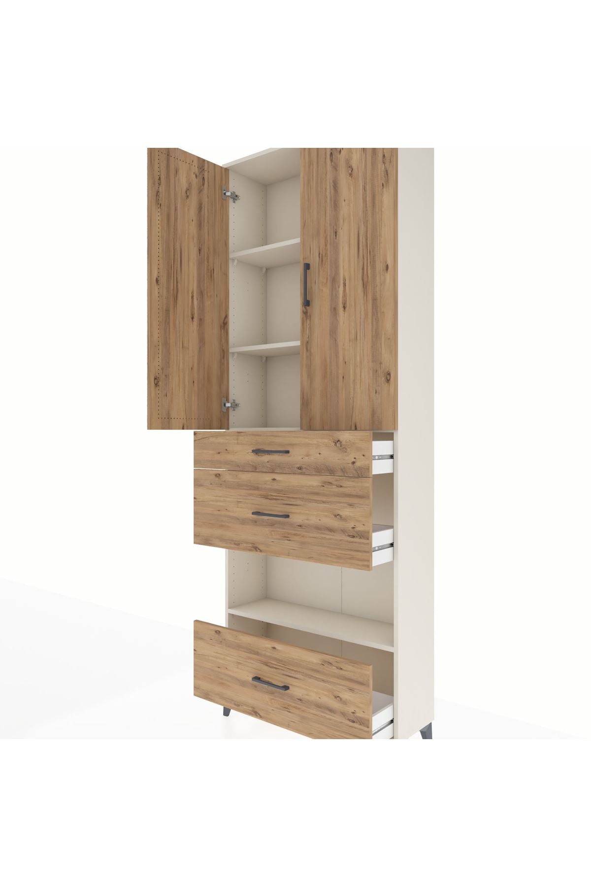 Arges Dolap 4 Raflı 3 Çekmeceli 2 Kapaklı 88x30x243 - S33M151V3A