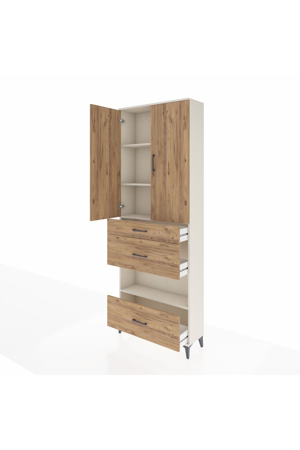 Arges Dolap 4 Raflı 3 Çekmeceli 2 Kapaklı 88x30x243 - S33M151V3A