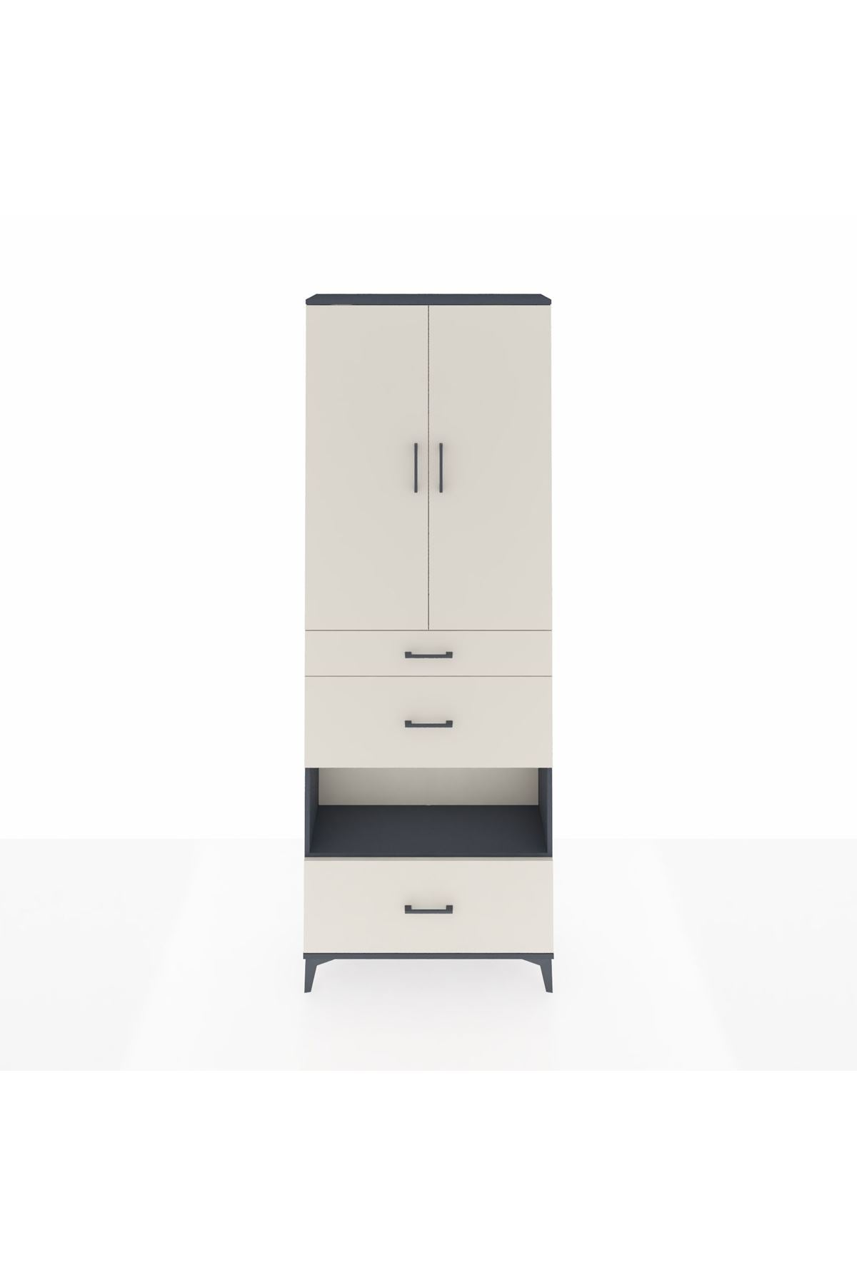 Arges Dolap 4 Raflı 3 Çekmeceli 2 Kapaklı 88x30x243 - S33M151V4A