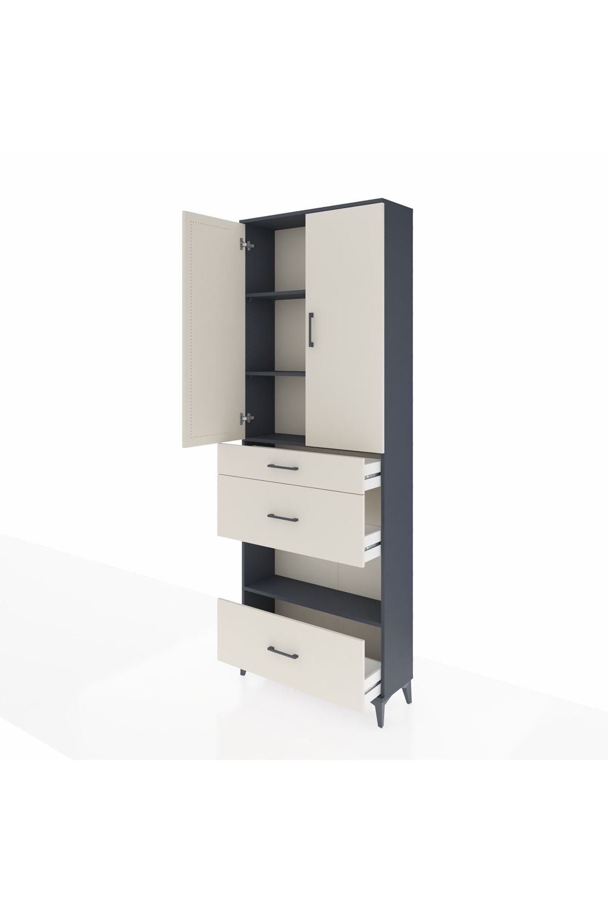 Arges Dolap 4 Raflı 3 Çekmeceli 2 Kapaklı 88x30x243 - S33M151V4A