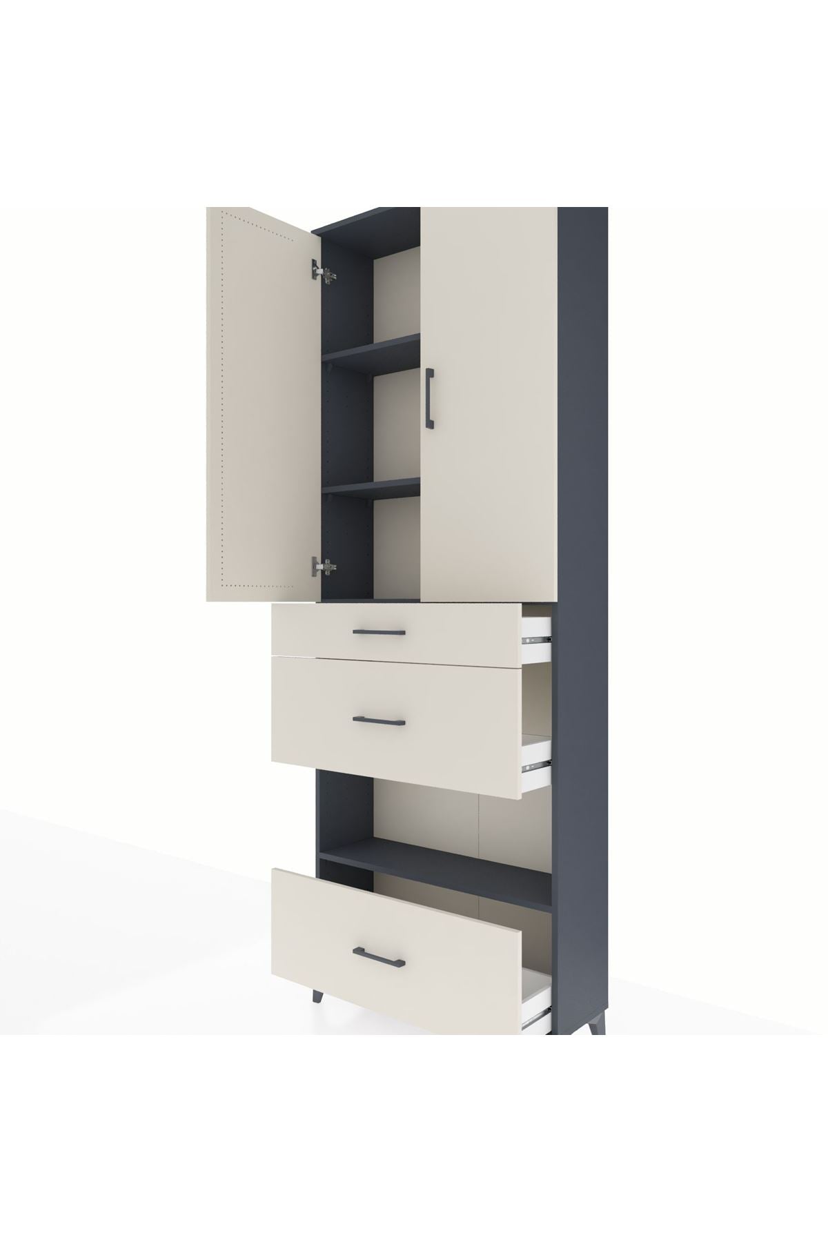 Arges Dolap 4 Raflı 3 Çekmeceli 2 Kapaklı 88x30x243 - S33M151V4A