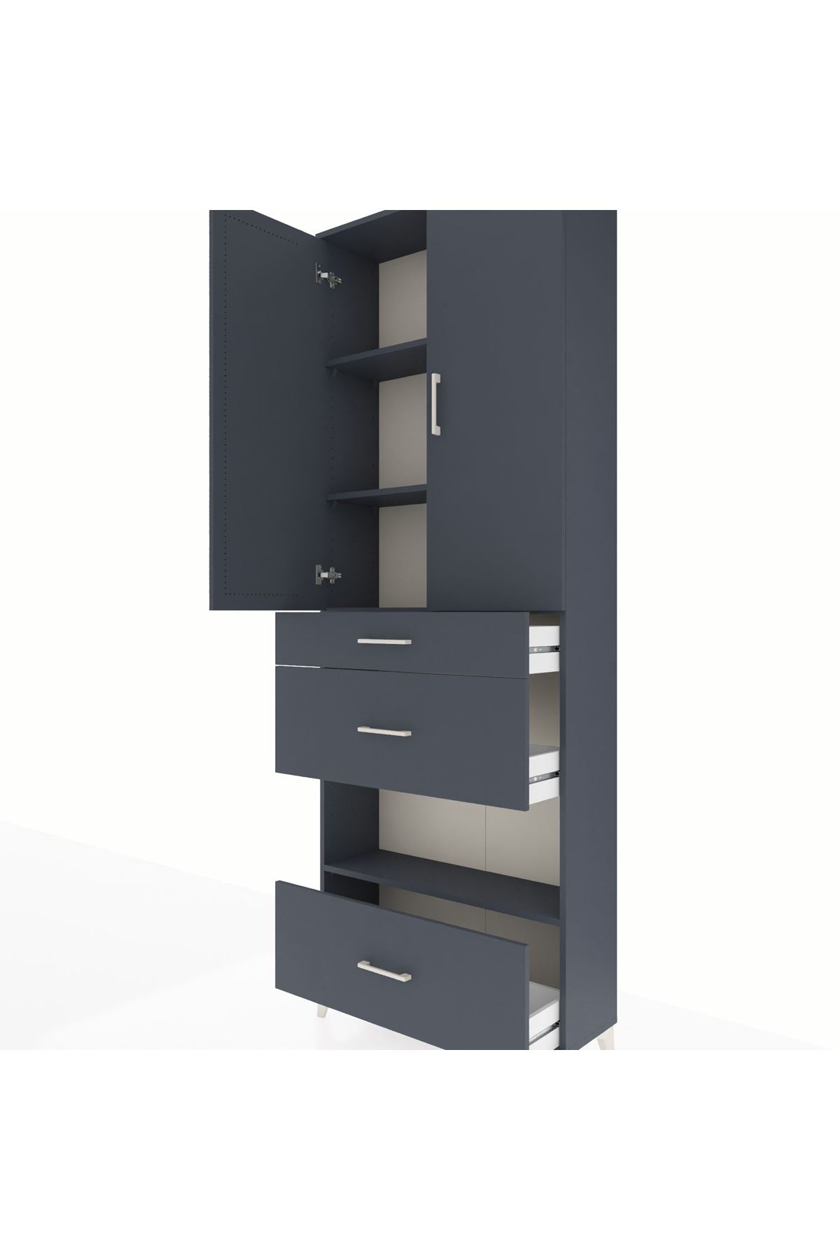 Arges Dolap 4 Raflı 3 Çekmeceli 2 Kapaklı 88x30x243 - S33M151V5A