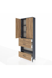 Arges Dolap 4 Raflı 3 Çekmeceli 2 Kapaklı 88x30x243 - S33M151V6A