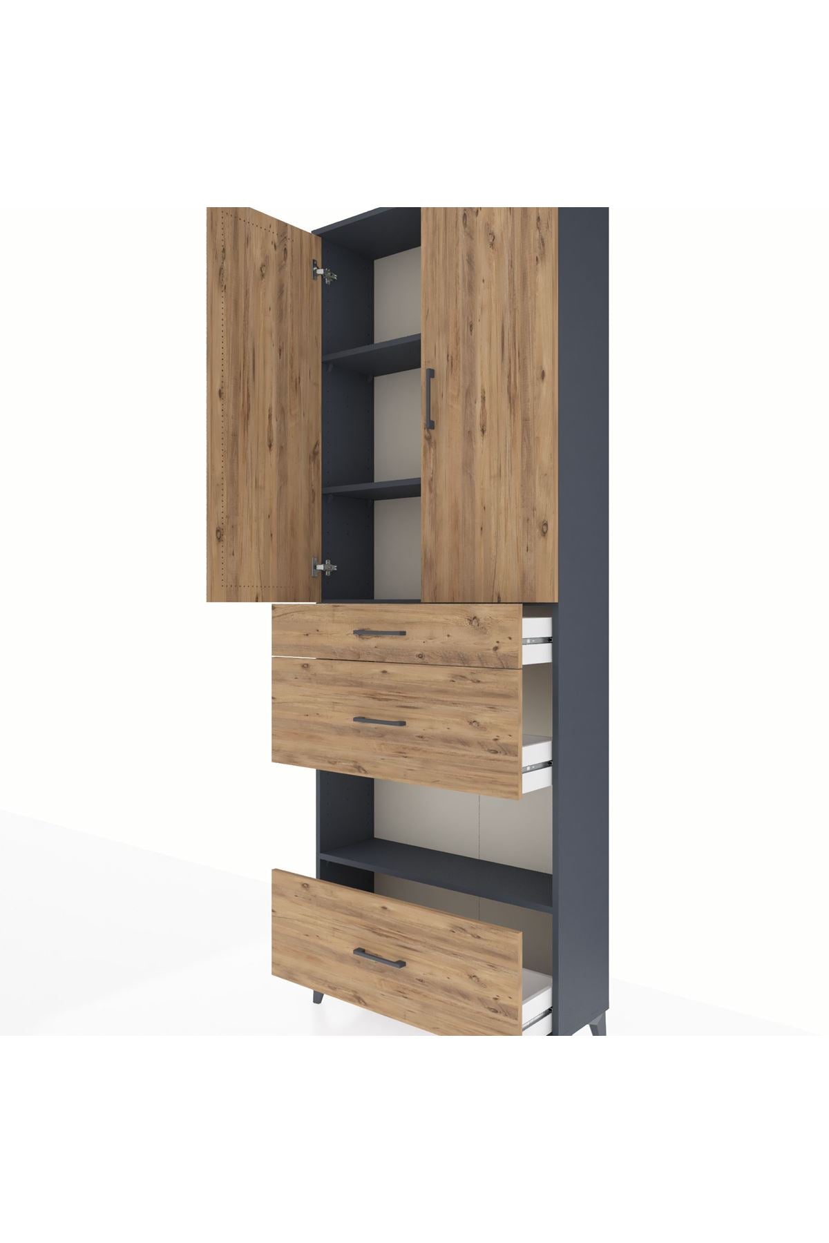 Arges Dolap 4 Raflı 3 Çekmeceli 2 Kapaklı 88x30x243 - S33M151V6A