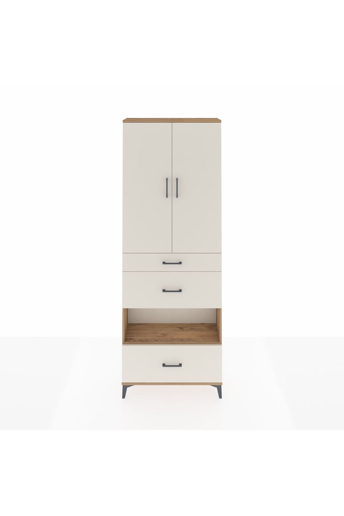 Arges Dolap 4 Raflı 3 Çekmeceli 2 Kapaklı 88x30x243 - S33M151V7A