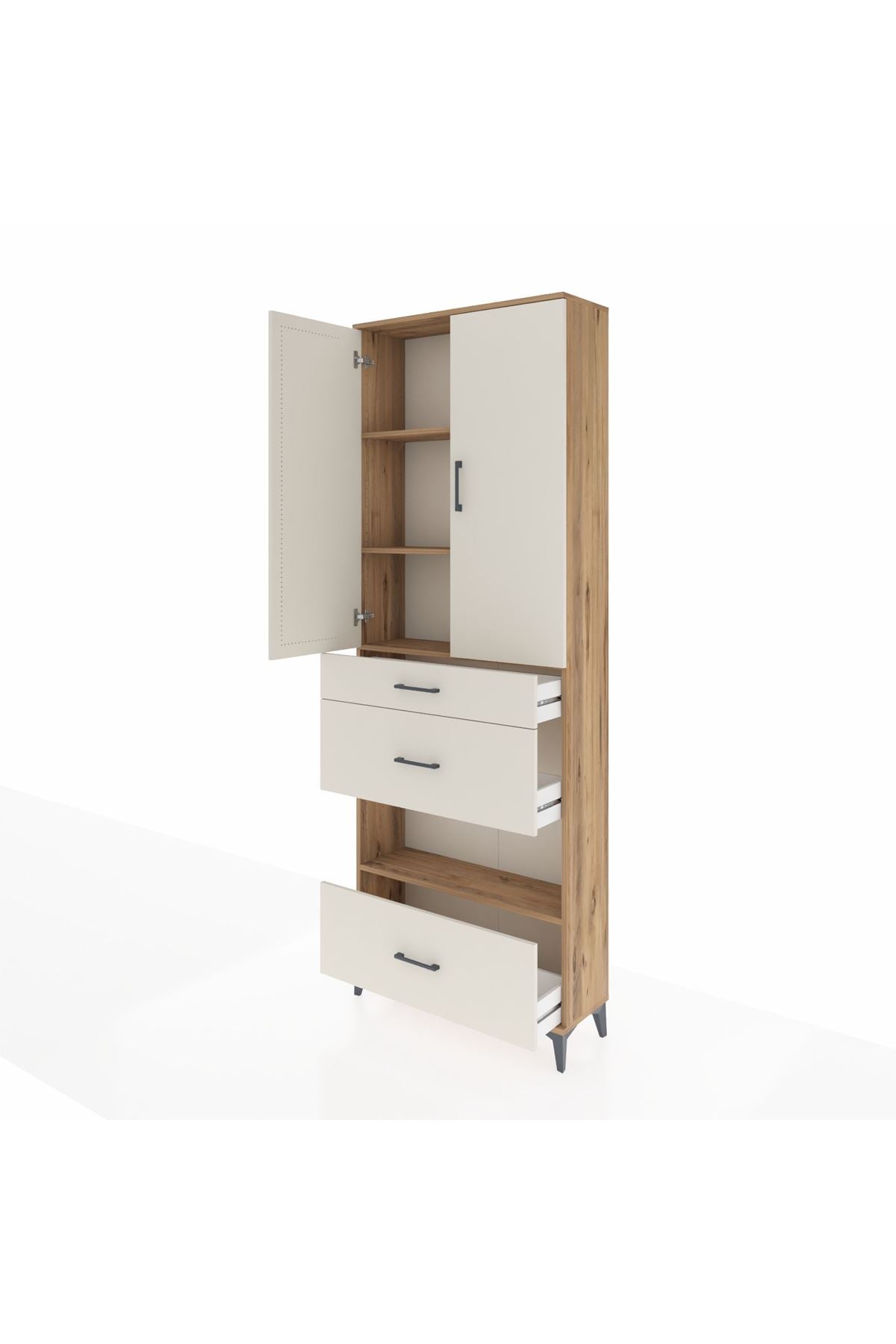 Arges Dolap 4 Raflı 3 Çekmeceli 2 Kapaklı 88x30x243 - S33M151V7A