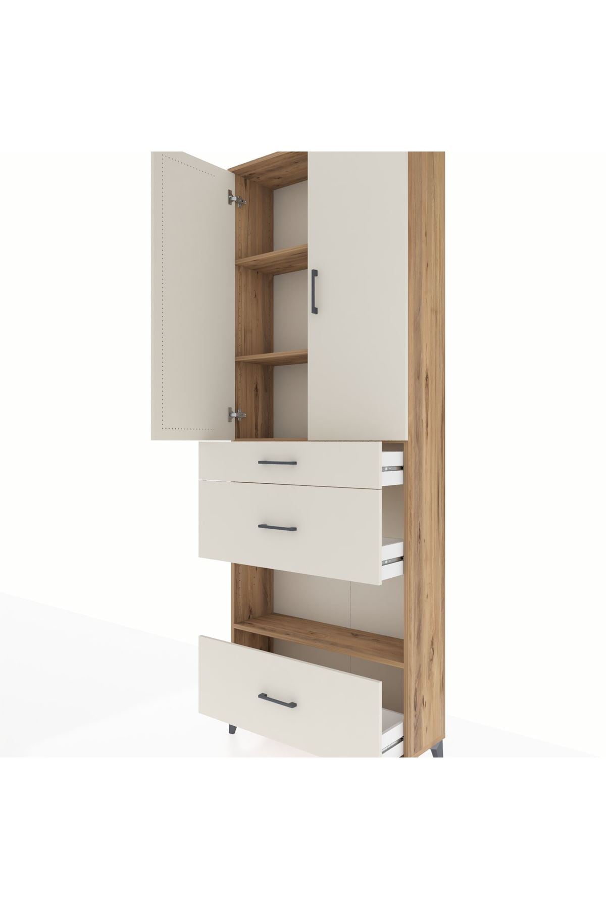 Arges Dolap 4 Raflı 3 Çekmeceli 2 Kapaklı 88x30x243 - S33M151V7A