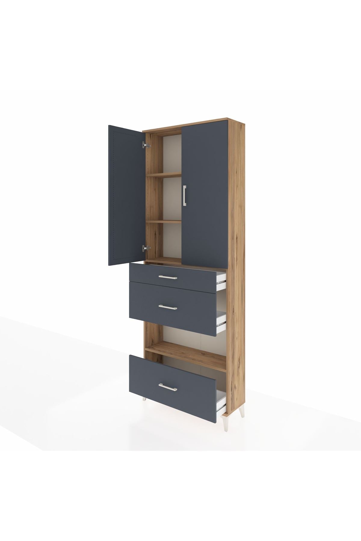 Arges Dolap 4 Raflı 3 Çekmeceli 2 Kapaklı 88x30x243 - S33M151V8A