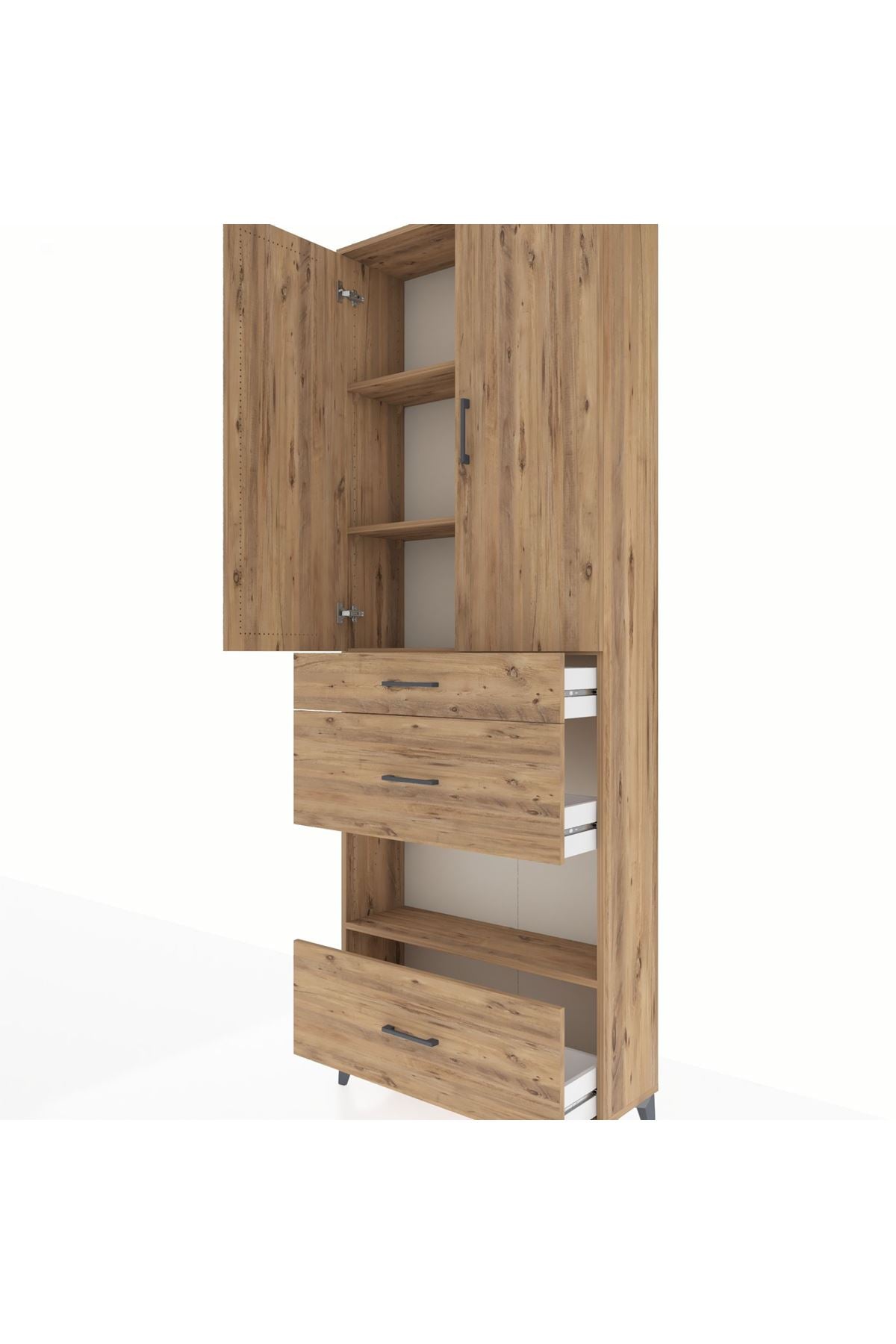 Arges Dolap 4 Raflı 3 Çekmeceli 2 Kapaklı 88x30x243 - S33M151V9A