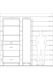 Arges Dolap 4 Raflı 3 Çekmeceli 88x30x243 - S33M152V6A