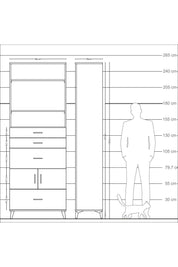 Arges Dolap 4 Raflı 4 Çekmeceli 2 Kapaklı 88x30x243 - S33M154V3A