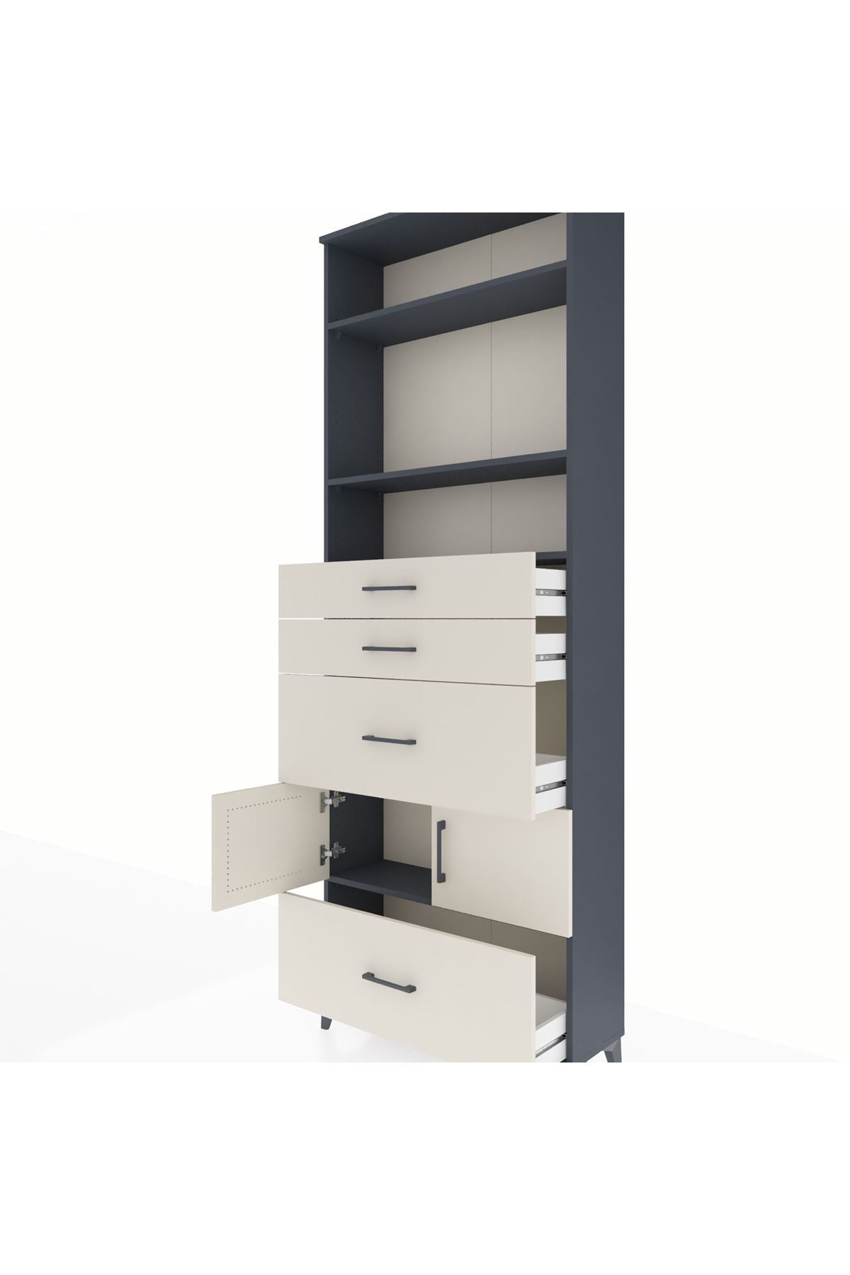 Arges Dolap 4 Raflı 4 Çekmeceli 2 Kapaklı 88x30x243 - S33M154V4A